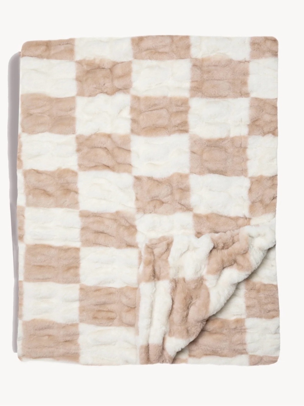 Lola Blankets/Latte Check/Size L/Faux Fur Throw/Blanket/NWT! NIB! SEALED! Serene